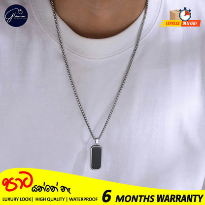 Glamon Stainless Steel Geomatric Pendant and Box Chain Necklace For Men Gold Silver Color Waterproof jewellery