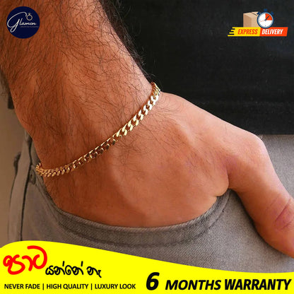 4mm Cuban Link Bracelet Gold Color Waterproof