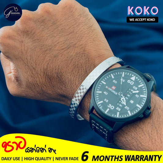 Glamon Stainless Steel Luxury Never Fade High Quality Royal Bangle Bracelet for Men Silver Color Stylish and Durable Fashion Accessory for Everyday Wear Mens Bracelets Gift For Valentine Birthday