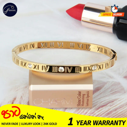 Luxury Roman Numerals Bracelet For Girls High Quality Elegant Bangle For Women Gold Jewellery Stainless Steel Cartier Bangles For Girls Wedding Beslet For Girls CZ Rhinestone Bracelets & Bangles For Women Gifts For Girlfriend