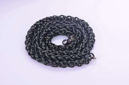 Glamon Stainless Steel Black Color Wheat Chain For Men Women