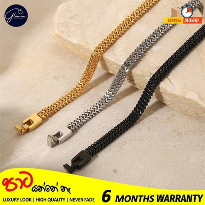 6mm Thick Double Franco Chain Gold Bracelet For Men High Quality Stainless Steel Diamond Cut Bali Foxtail Link Mens Bracelet Boys Gift Items Birthday