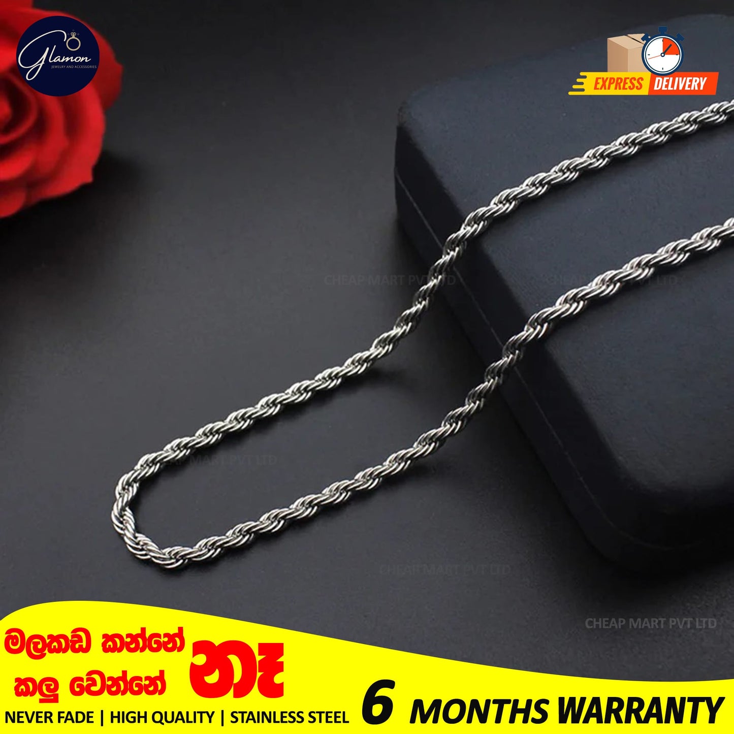 3mm-5mm Rope Chain Necklace Stainless Steel Never Fade Waterproof Men Women Necklaces