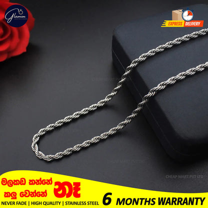 3mm-5mm Rope Chain Necklace Stainless Steel Never Fade Waterproof Men Women Necklaces