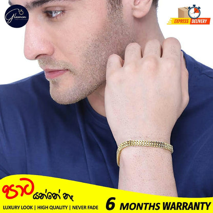6mm Thick Double Franco Chain Gold Bracelet For Men High Quality Stainless Steel Diamond Cut Bali Foxtail Link Mens Bracelet Boys Gift Items Birthday