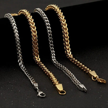 Diamond cut franco chain 3mm Thick Stainless Steel Necklace for men women Gold/Silver/Black chain