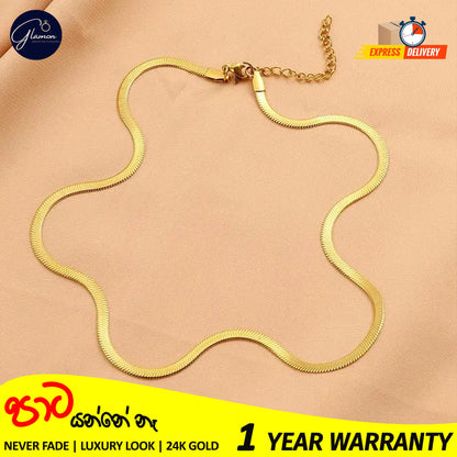 3mm Flat Snake Chain Necklace Gold Color