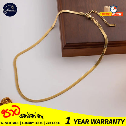 3mm Flat Snake Chain Necklace Gold Color
