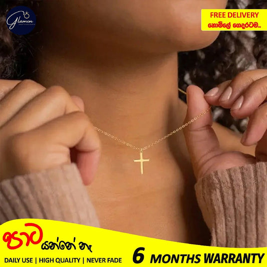 Glamon Stainless Steel Silver Gold Cross Pendant Necklace For Girls High Quality Simple Chain Women Fashion Jewelery Gift