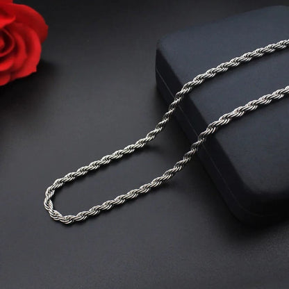 3mm-5mm Rope Chain Necklace Stainless Steel Never Fade Waterproof Men Women Necklaces