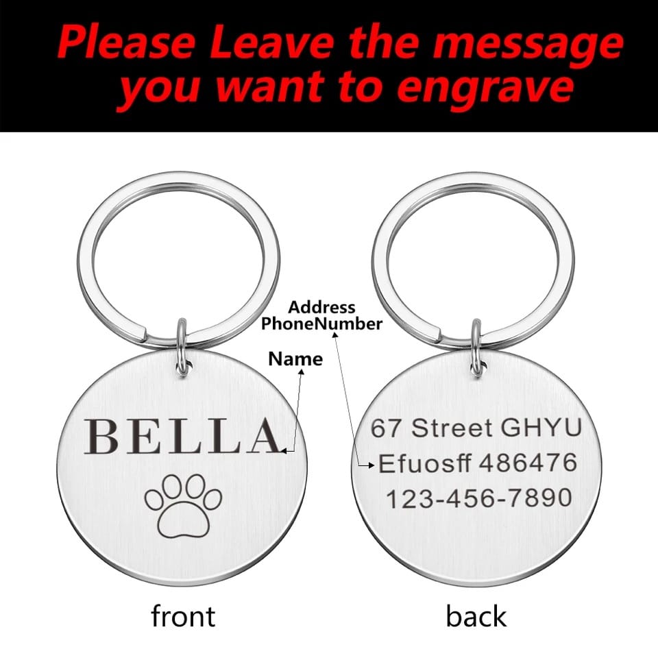 Personalized Pet Cat Dog ID Tag pendant Custom Engraved pet name tag Stainless Steel Name Products