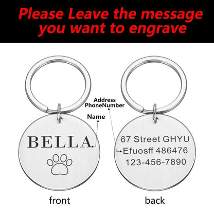 Personalized Pet Cat Dog ID Tag pendant Custom Engraved pet name tag Stainless Steel Name Products