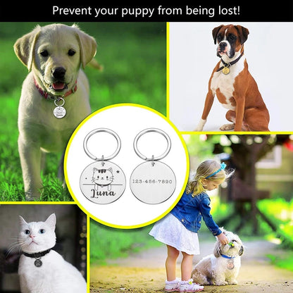 Personalized Pet Cat Dog ID Tag pendant Custom Engraved pet name tag Stainless Steel Name Products