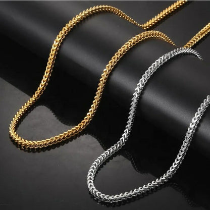 Diamond cut franco chain 3mm Thick Stainless Steel Necklace for men women Gold/Silver/Black chain