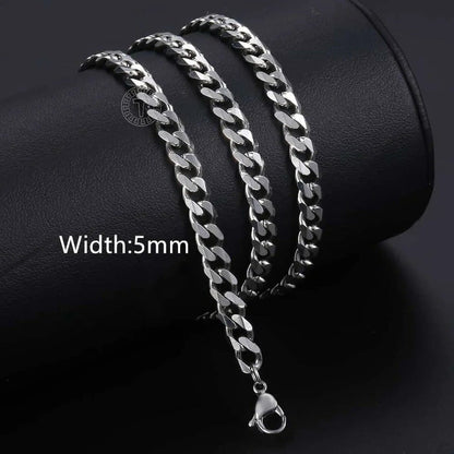 Stainless Steel Cuban Link Necklace For Men Women High Quality Waterproof Necklace