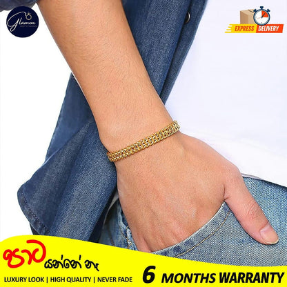 6mm Thick Double Franco Chain Gold Bracelet For Men High Quality Stainless Steel Diamond Cut Bali Foxtail Link Mens Bracelet Boys Gift Items Birthday