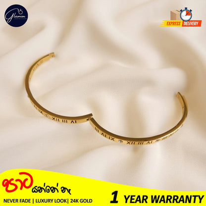Luxury Roman Numerals Bracelet For Girls High Quality Elegant Bangle For Women Gold Jewellery Stainless Steel Cartier Bangles For Girls Wedding Beslet For Girls CZ Rhinestone Bracelets & Bangles For Women Gifts For Girlfriend