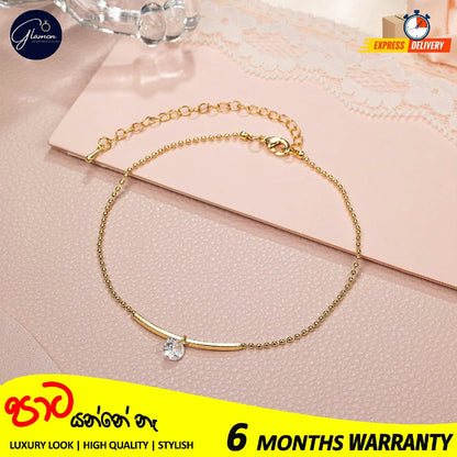 Luxury Design High-End Jewelery Zircon Ankle Charm Gold Plated Ankle Bracelets for Women Stainless Steel Beaded Leg Chain Girls Beach Accessories