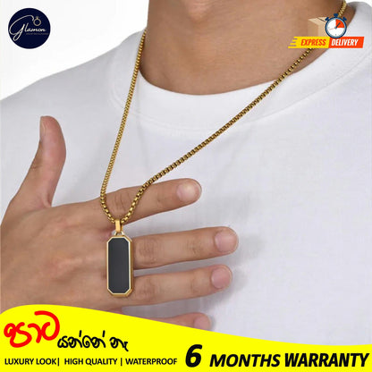 Glamon Stainless Steel Geomatric Pendant and Box Chain Necklace For Men Gold Silver Color Waterproof jewellery