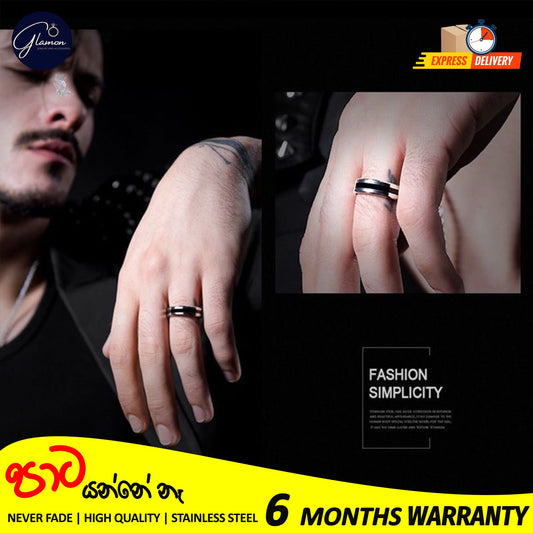 Stainless Steel Classic Black Enamel Rings For Boys High Quality Never Fade