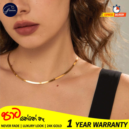 3mm Flat Snake Chain Necklace Gold Color