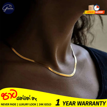 3mm Flat Snake Chain Necklace Gold Color