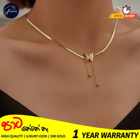 Vintage Butterfly Snake Chain Necklace