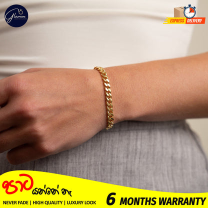 4mm Cuban Link Bracelet Gold Color Waterproof