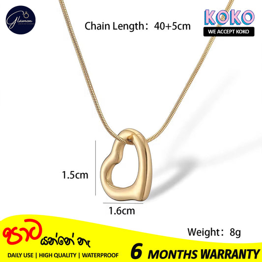 Glamon Amora Heart Necklace For Girls High Quality Waterproof 316L Stainless Steel Simple Timeless Elegance Girls Nekles Stylish Fashion Jewelery Love Gift