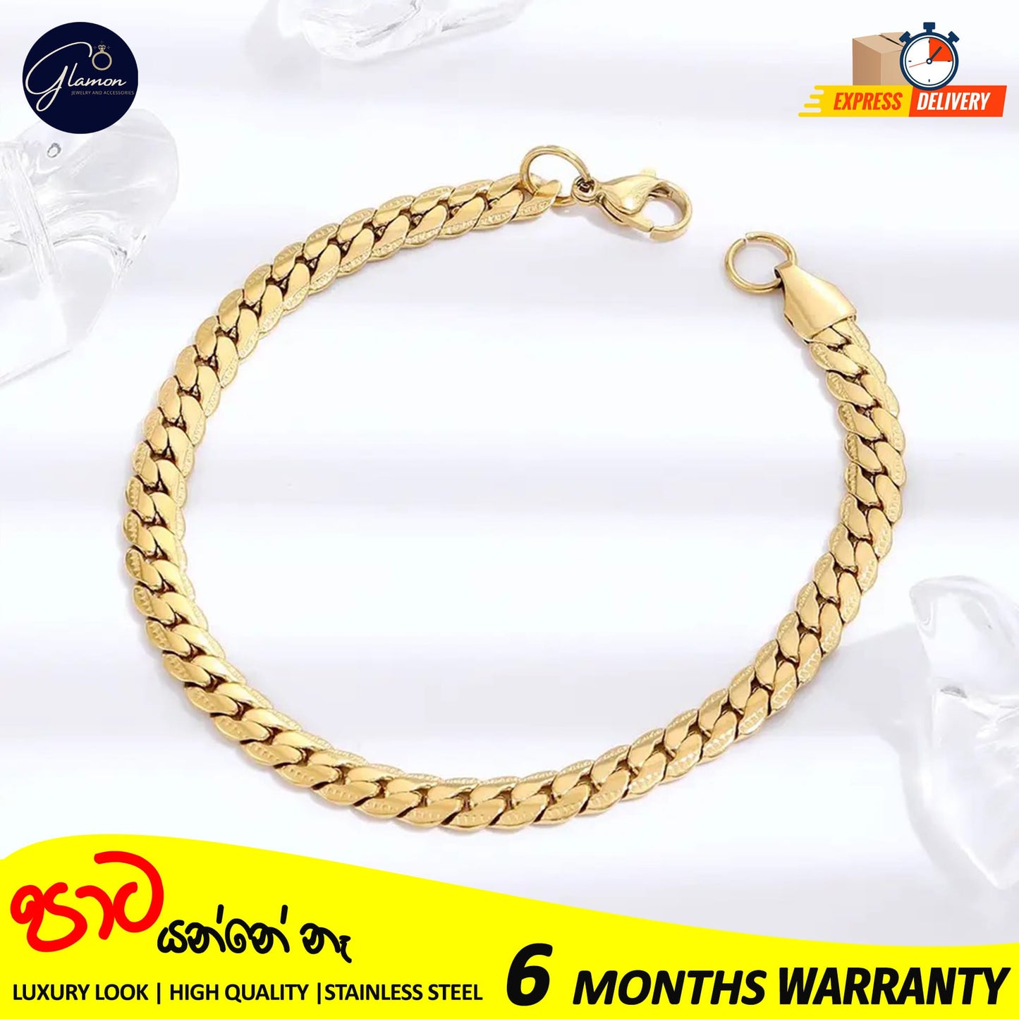 Full Sideways Stamped Stainless Steel Gold Plated Bracelet For Men High Quality