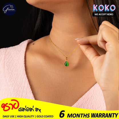 Glamon Amber Glow Necklace For Girls - Nature Cat Eye Stone