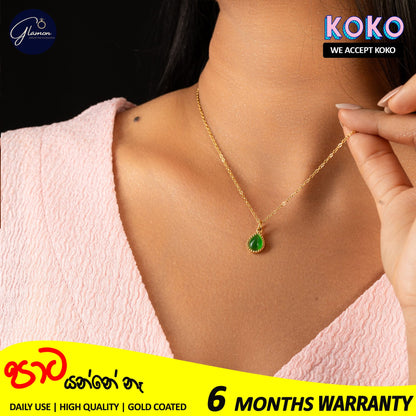 Glamon Amber Glow Necklace For Girls - Nature Cat Eye Stone