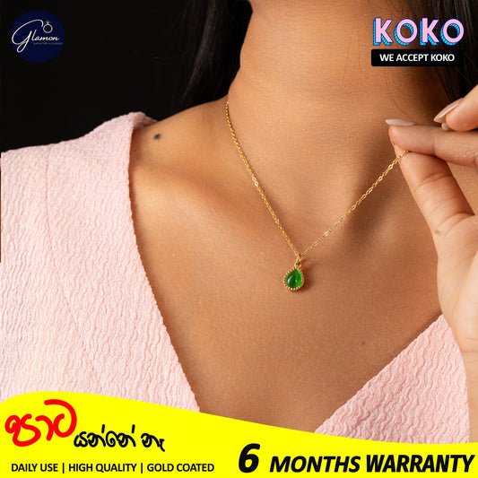 Glamon Amber Glow Necklace For Girls - Nature Cat Eye Stone