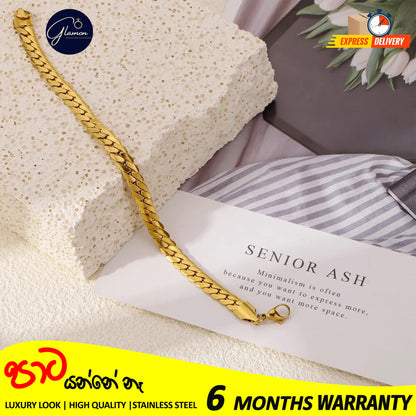 Full Sideways Stamped Stainless Steel Gold Plated Bracelet For Men High Quality