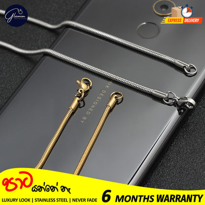 2mm Round Snake Chain Stainless Steel Gold- SIlver