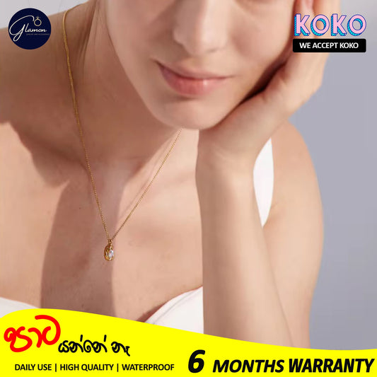 Glamon High-Grade Gold Stainless Steel Women's Pearl Peanut Pendant Necklace For Girls Gold Chain Nekles - Elegant Light Luxury Fashion Jewelry Accessories for Special Occasions, Anniversary Celebrations, Valentine's Day Gifts, and Everyday Wear