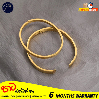 High Polished Plain Gold Bangle For Women Men Stainless Steel