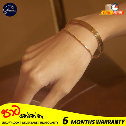 High Polished Plain Gold Bangle For Women Men Stainless Steel