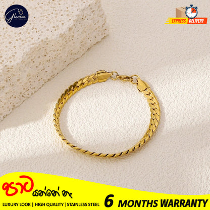 Full Sideways Stamped Stainless Steel Gold Plated Bracelet For Men High Quality