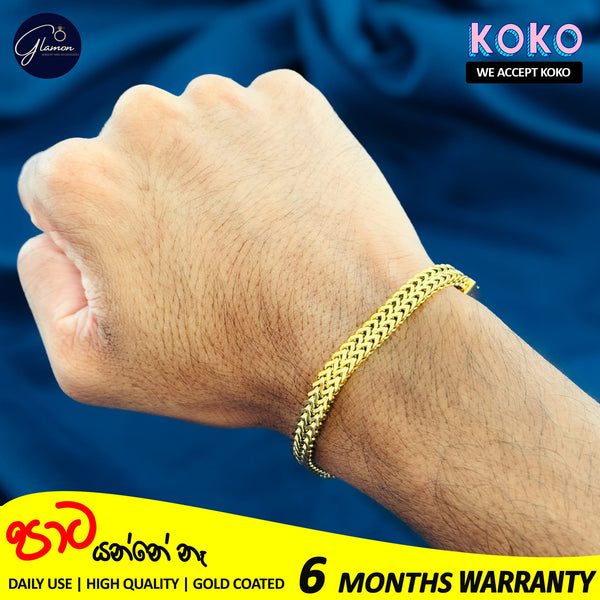 Glamon 6mm Stainless Steel High Quality Gold Coated Bracelet For Men Elegant Men's jewelry Gift for Boys