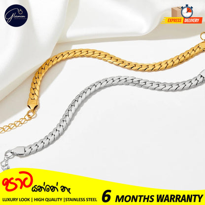 Full Sideways Stamped Stainless Steel Gold Plated Bracelet For Men High Quality