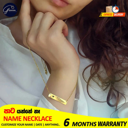 Glamon Personalized Square Name necklace For Girls Stainless Steel Silver Gold Chain High Quality Custom Nameplate Gift For Girls