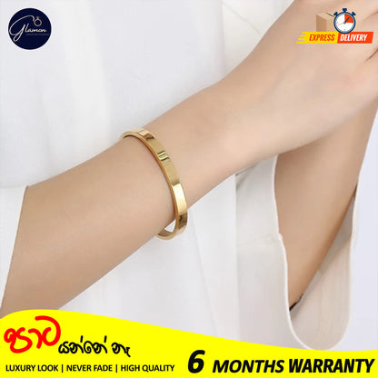 High Polished Plain Gold Bangle For Women Men Stainless Steel