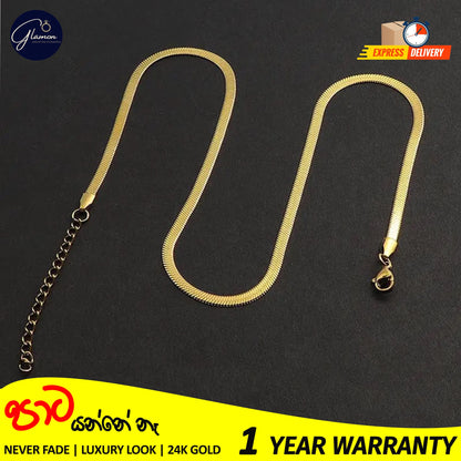 3mm Flat Snake Chain Necklace Gold Color