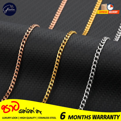 3mm Stainless Steel High Quality Gold Color Cuban Link Chain Necklace For Men Women Waterproof Boys Chain