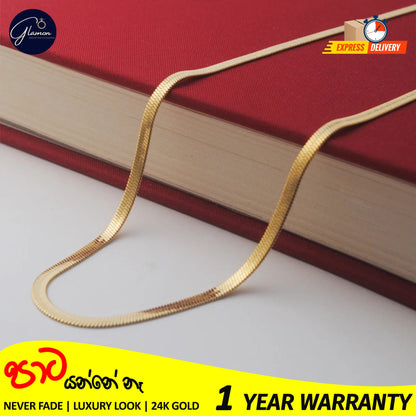 3mm Flat Snake Chain Necklace Gold Color