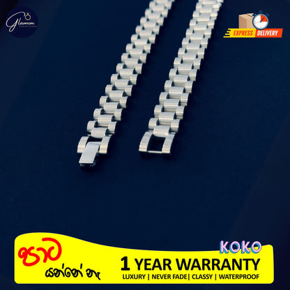 Glamon Silver Color 10mm Wide Wristband Bracelet For Men Waterproof Stainless Steel Mens bracelet