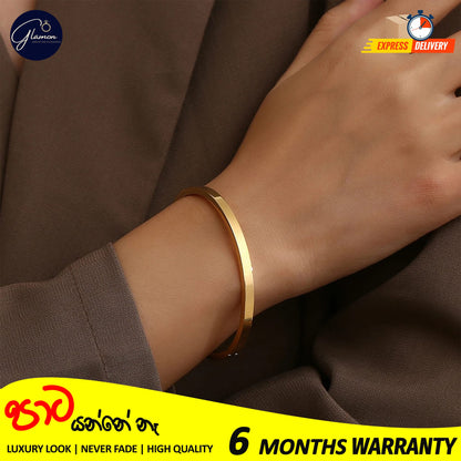 High Polished Plain Gold Bangle For Women Men Stainless Steel