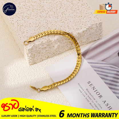 Full Sideways Stamped Stainless Steel Gold Plated Bracelet For Men High Quality