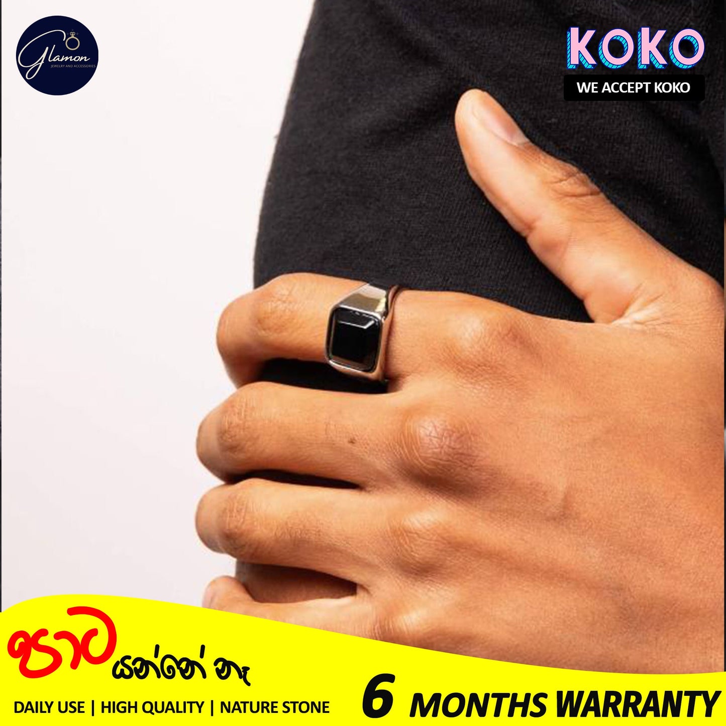 Glamon Black ONYX Ring For Boys High Quality Never Fade